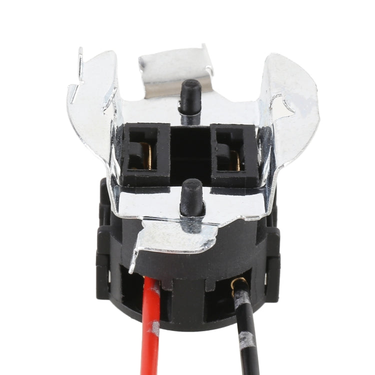 H7 halogen lamp socket base with metal clips and dual wire terminals