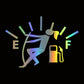Reflective vinyl car sticker: multicolor reflective female fuel gauge pointer with E and F icons