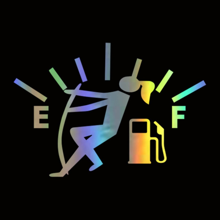 Reflective vinyl car sticker: multicolor reflective female fuel gauge pointer with E and F icons