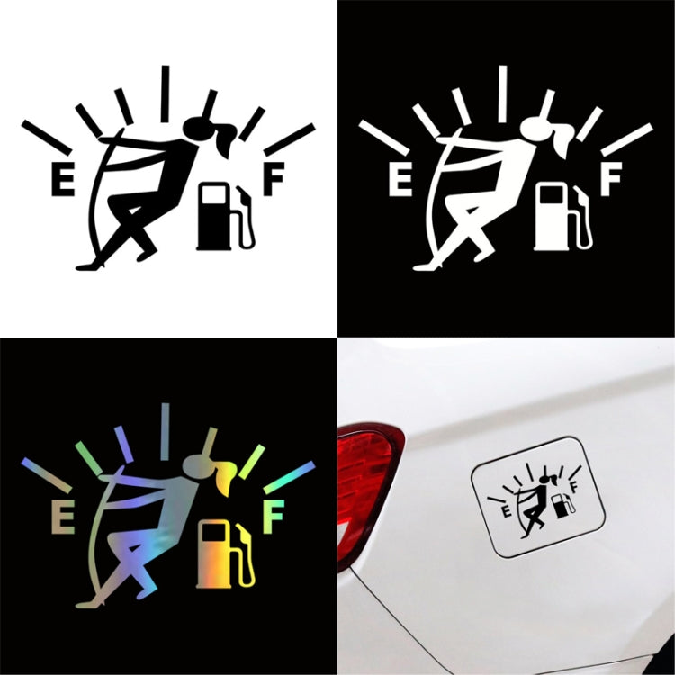 Reflective vinyl car sticker with female fuel gauge pointer, multicolor E/F icons