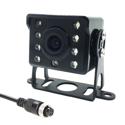 Night vision backup camera with aviation female connector and mounting bracket, front view