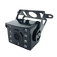 Night vision backup camera with mounting bracket, side angle showing front lens