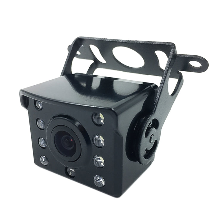 Night vision backup camera with mounting bracket, side angle showing front lens