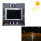 Solar square road stud light with square solar panel and three flashing white LED lenses