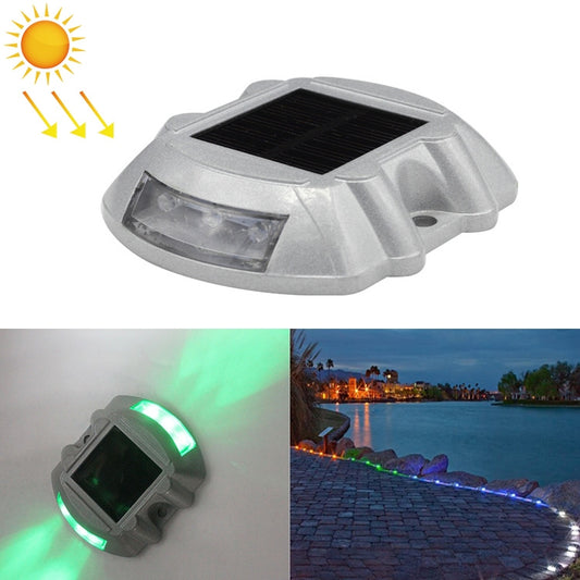 Solar horseshoe road stud light with clear lens and black solar panel, unlit