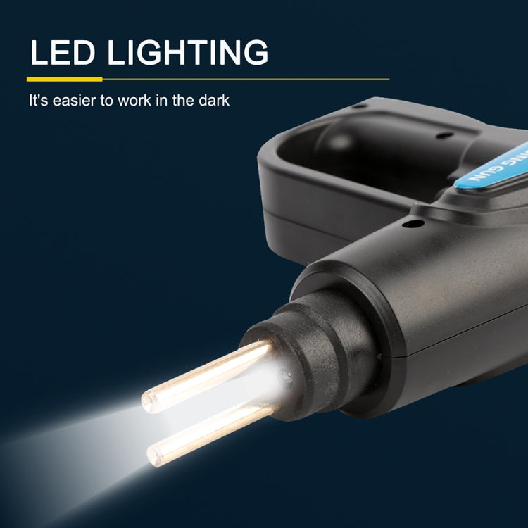 LED-lit plastic welding gun nozzle with two exposed heating tips