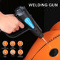 Handheld black plastic welding gun with LED-lit nozzle for plastic repairs