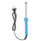 Plastic welding soldering iron tool with blue handle, silver rod, and grounded US plug