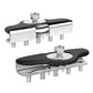 Universal LED strip light mounting bracket pair with black grips, silver rails, screws