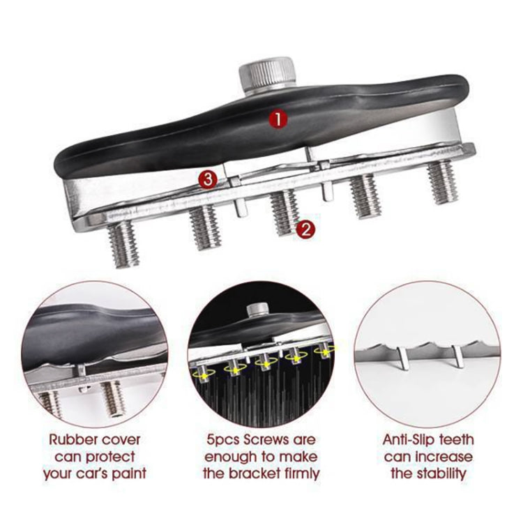 Universal LED strip mounting bracket pair with black covers, threaded bolts, anti-slip teeth