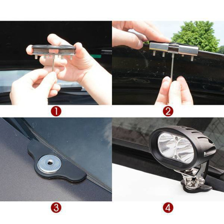 Universal LED strip light mounting bracket pair being installed on a vehicle hood