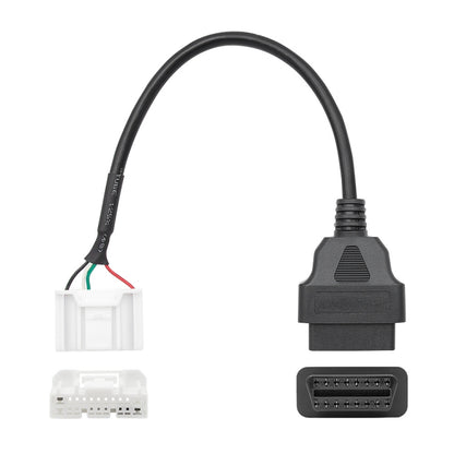 OBD2 20-pin diagnostic adapter cable with black OBD connector and white plug