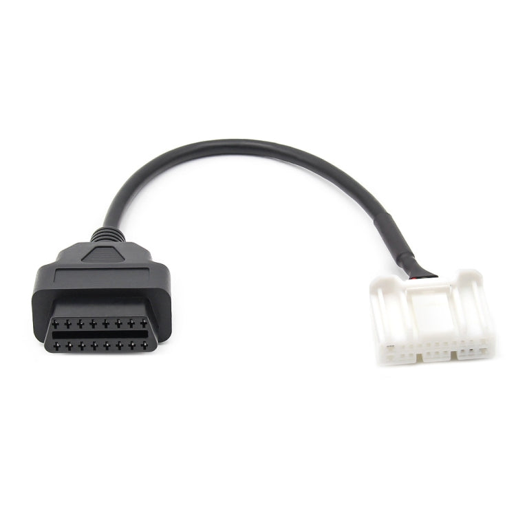 OBD2 20-pin diagnostic adapter cable, black OBD connector and white wiring plug