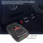 Car OBD2 Bluetooth scanner, black unit with red power light and green adapter light.