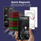 Car OBD2 Bluetooth scanner with smartphone app showing diagnostic results.