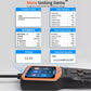 OBD2 V317 diagnostic scanner displaying test results and voltage details
