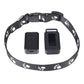 Pet GPS tracker collar set with black paw strap, clasp, and two black module holders