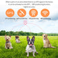 Pet GPS tracker positioning icons shown with dogs outdoors in a field