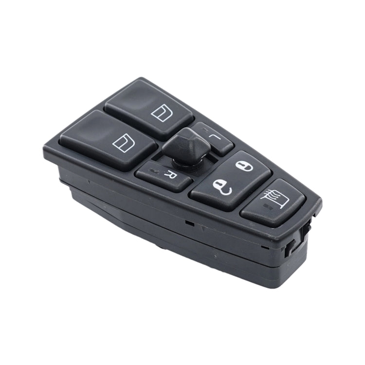 Volvo power window switch, dark gray panel with window, lock, and wiper button icons