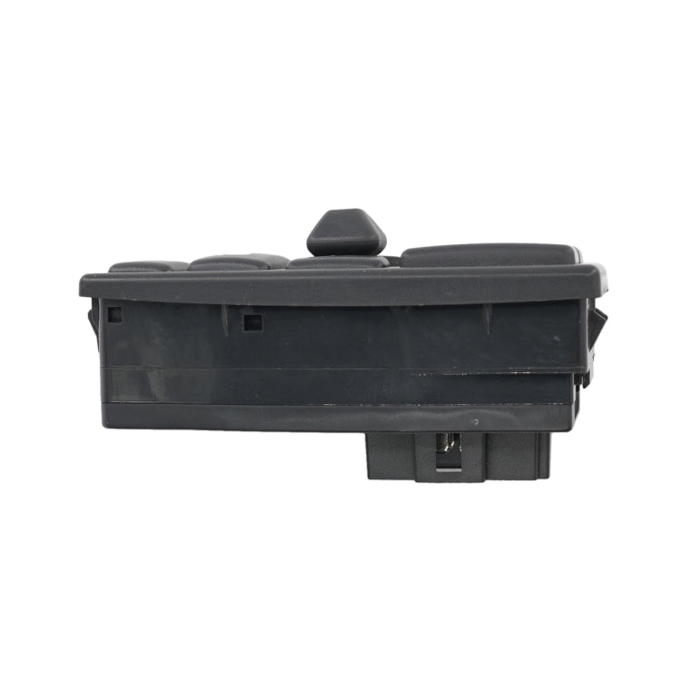 Power window switch housing, dark gray side view with mounting tab and connector