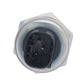 Car brake pressure sensor, close-up of black connector port with clear plastic ring