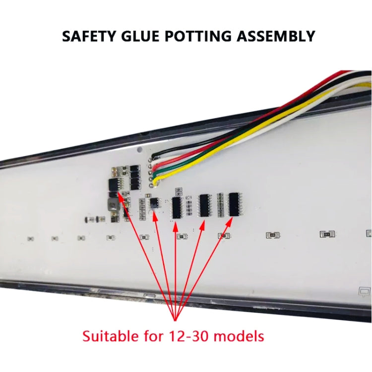 LED trailer light PCB with multi-color wiring and glue-potting assembly