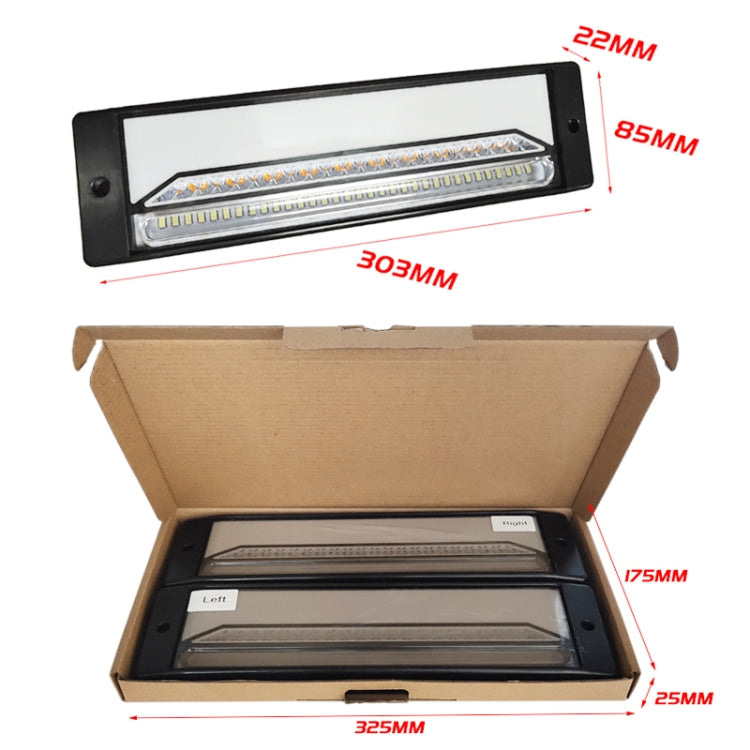 Black LED trailer light dimensions with two units in open cardboard box