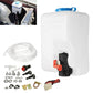 White 1.5L windshield washer bottle with blue cap and included mounting parts kit