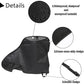 Black towing hitch cover with textured PVC surface, dense seam strip, and buckle straps