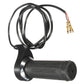 Black electric bicycle throttle grip with curled wire harness and connector plug