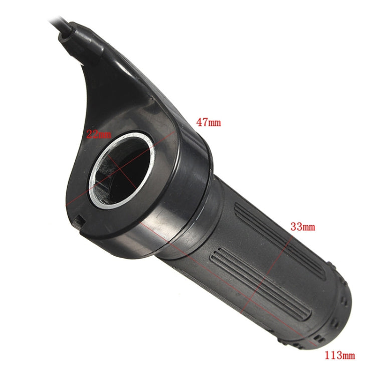 Black throttle handle with circular control wheel and size markings (mm)