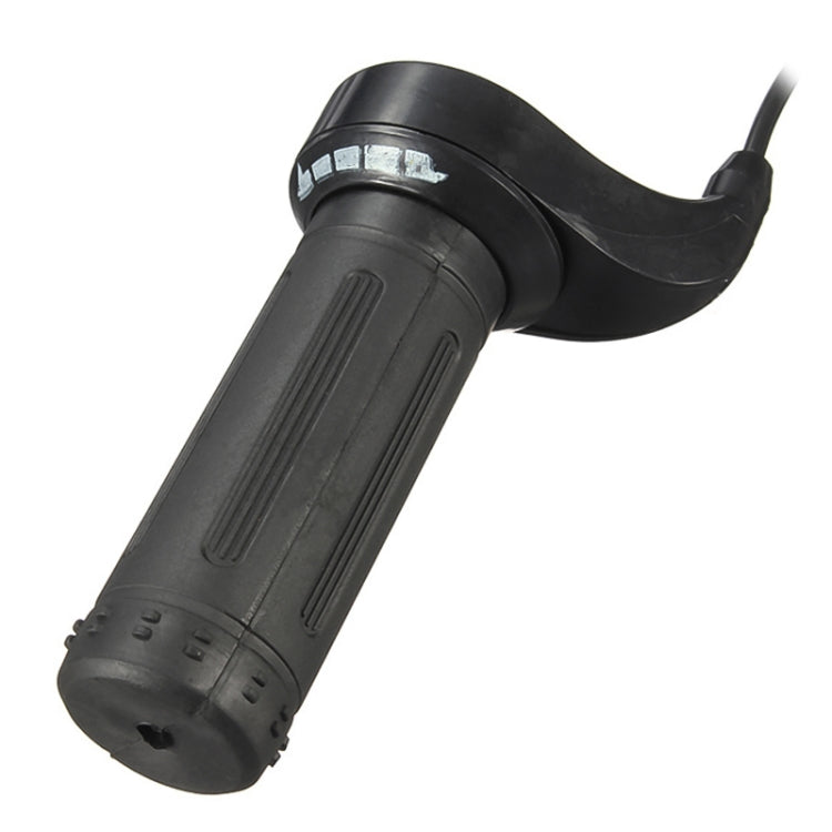 Black electric bicycle throttle turning handle grip with curved trigger housing