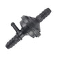 Black plastic vacuum check valve air pump, angled view with two hose ports
