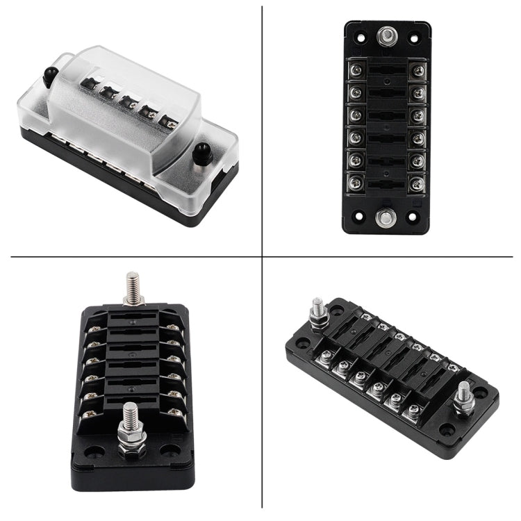 Car fuse box terminal block set with mounting studs and multi-circuit screw terminals