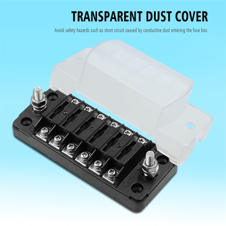 Multi-circuit fuse terminal block with transparent dust cover and screw connections