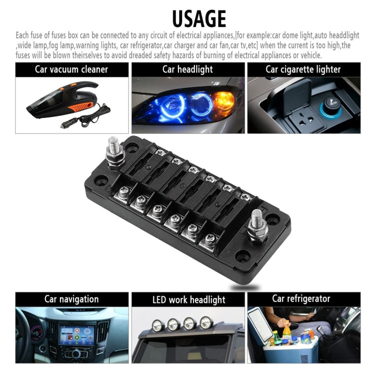 Fuse box with multi-output terminal block shown with vehicle accessory applications