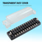 12-slot fuse distribution terminal block with transparent dust cover and metal mounting posts