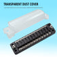 12-circuit automotive fuse box with transparent dust cover and black terminal block