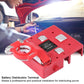 Red 32V battery distribution terminal with fused clamps for power distribution