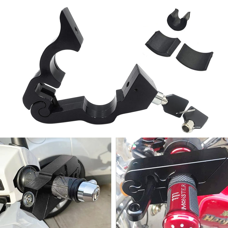 Motorcycle throttle handle lock, black aluminum lever lock with keys and spare pieces
