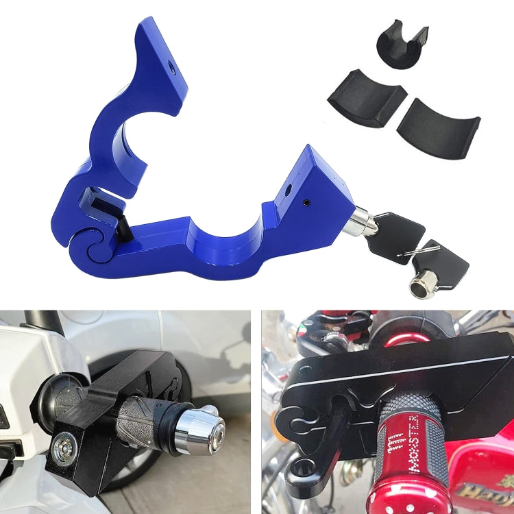 Motorcycle throttle handle lock, blue aluminum lever lock with keys and spare pieces