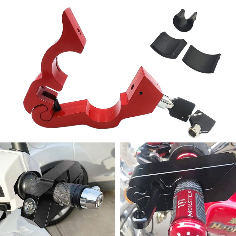 Motorcycle throttle handle lock, red aluminum lever lock with keys and spare pieces