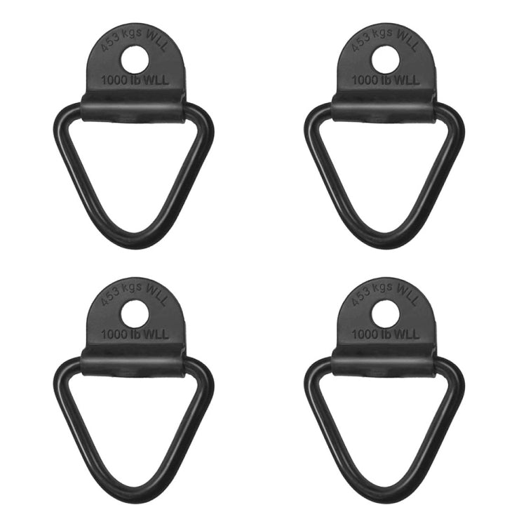 Black cargo hooks 4-pack with triangular loop and top mounting plate