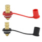 Pair of 20mm car battery charger binding posts with red/black insulated covers and brass terminals