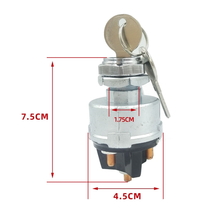 4-position ignition starter switch with metal keys and front key cylinder view