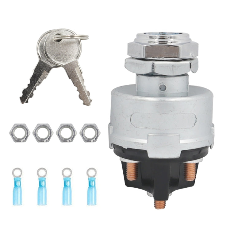 4-position ignition starter switch kit with metal keys, mounting nuts, and small connectors