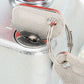 Metal battery cut-off switch key and keyring on textured silver housing