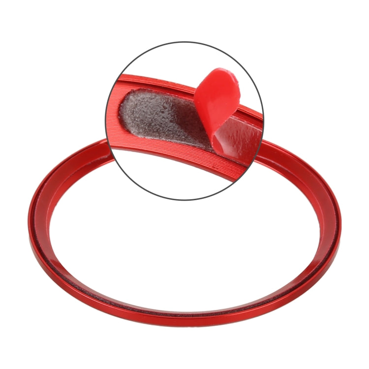Red trim ring sticker with close-up of inner texture