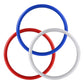 Set of trim ring stickers: blue, red, and silver/gray