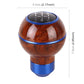 Wood-texture gear shift knob with blue base; labeled size 5.5cm x 7.5cm